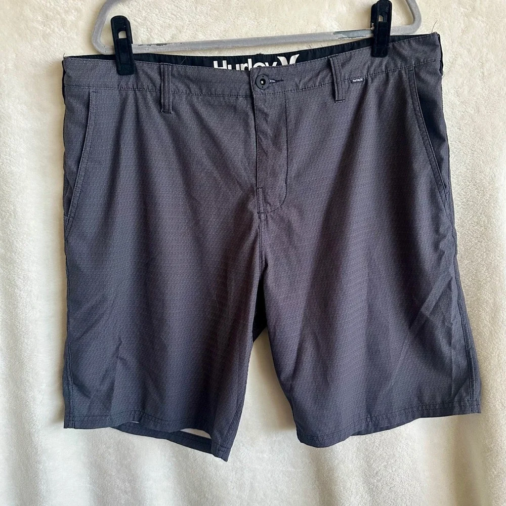 Hurley Phantom Hybrid Shorts Size 38 Gray Herringbone Chino Walk Board Shorts‎